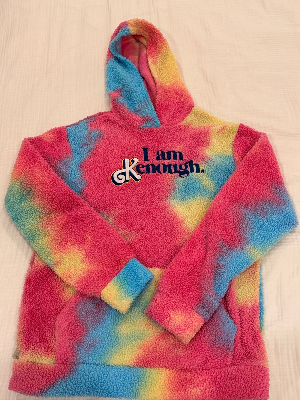 Barbie Tie-Dye Sherpa Hoodie in Pink, Blue, Yellow